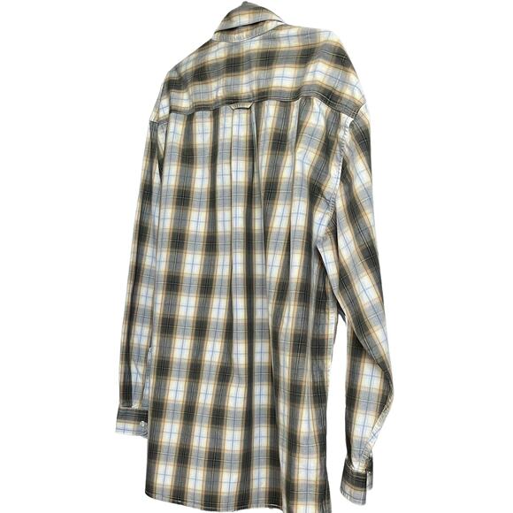 ROPER LONG SLEEVE WESTERN BUTTON SHIRT, MENS, 2XL, YELLOW GREEN WHITE BLUE PLAID - Picture 5 of 12